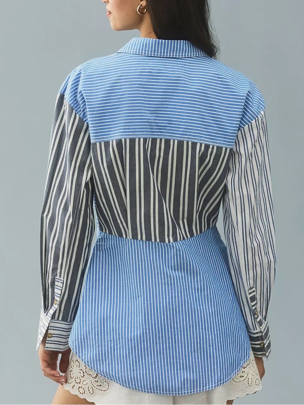 Pilcro Reworked Mixed Stripe Buttondown Shirt - Picture 3 of 12